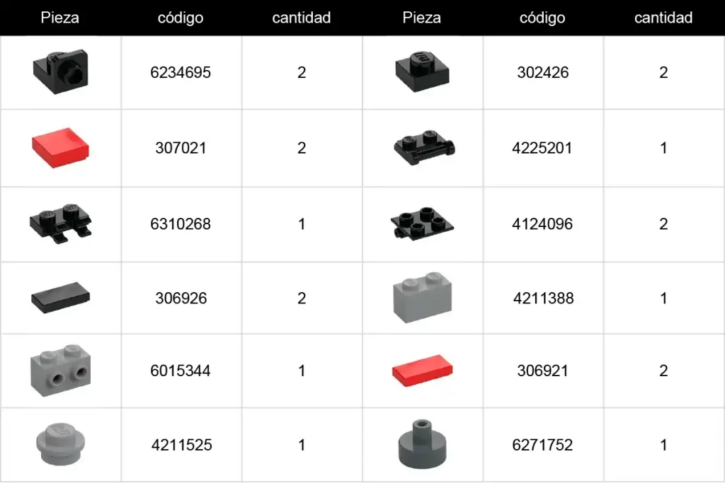 piezas para el capo del lego ferrari 812