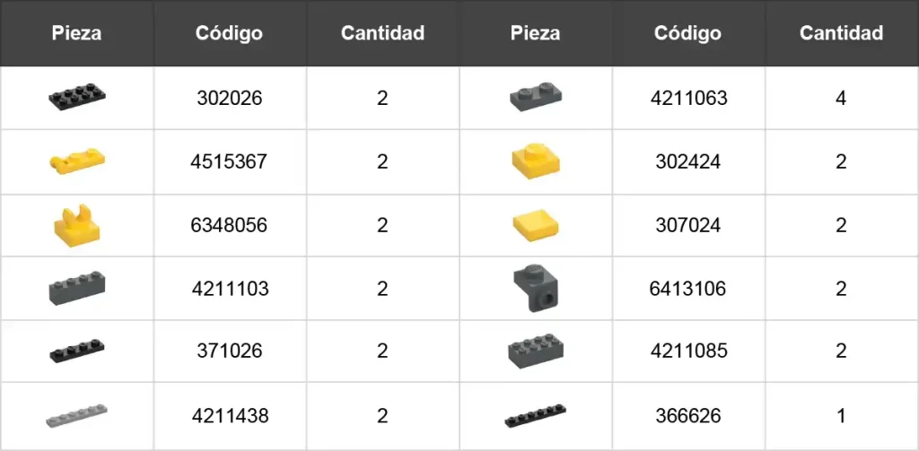 piezas para las puertas del lego sl63