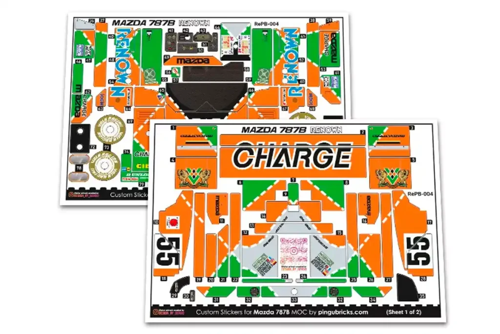 stickers para el moc del lego mazda 787b